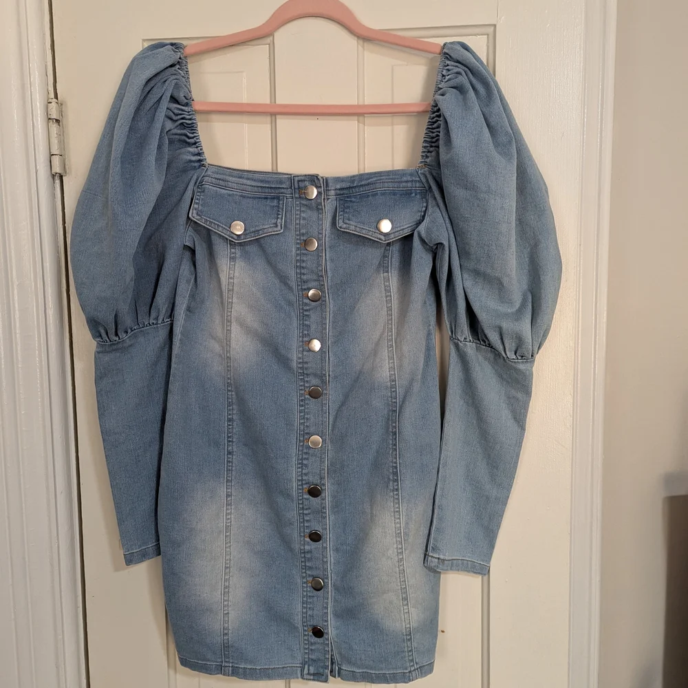 Fashion Nova Sky Blue Mini Denim Dress - Picture 4 of 6